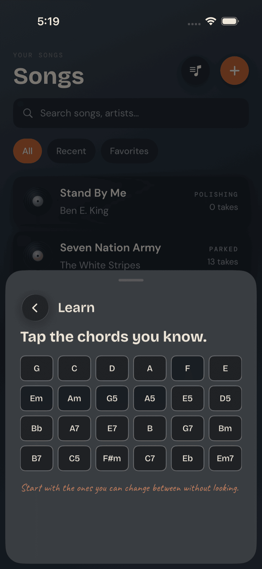 Add-a-song flow, Songs you can play results with ready-to-play flags