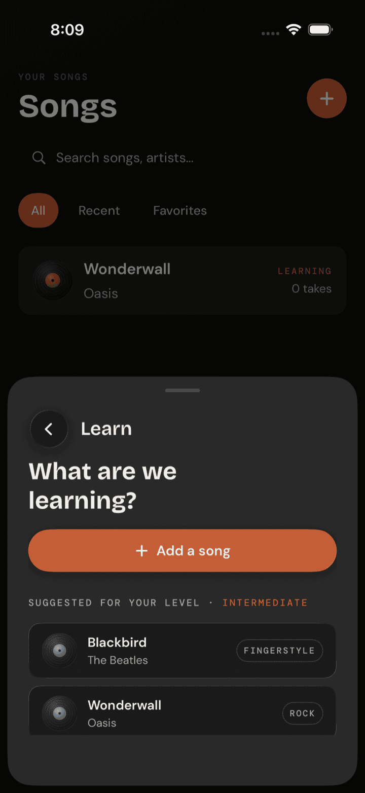 Lazy Lopez: Guitar learn screen