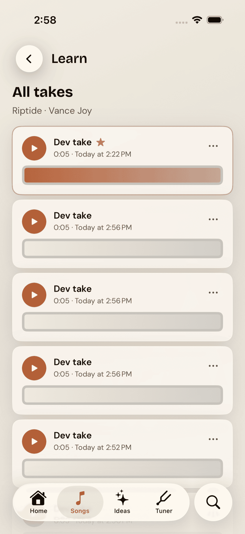 Lazy Lopez: Ukulele takes list for a song, Sand theme